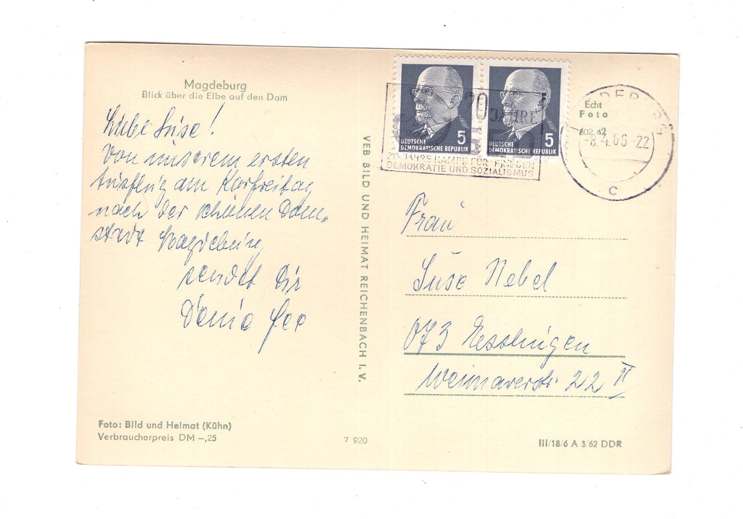 Ansichtskarte Magdeburg / Blick über die Elbe auf den Dom