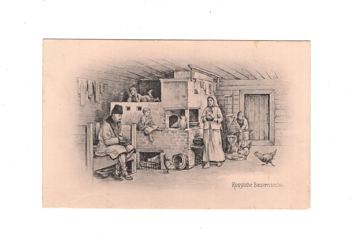 Ansichtskarte / Feldpost / Russische Bauernstube - Zosle Žasliai / Litauen 1918