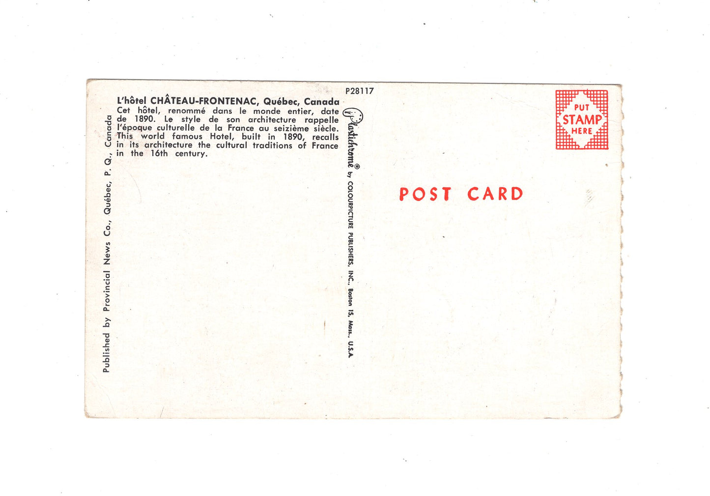 Ansichtskarte Chateau-Frontenac / Quebec / Kanada