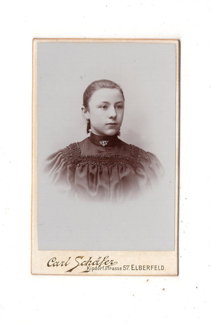 Fotografie Feines junges Mädchen - Elberfeld 1890er / CDV N1-14