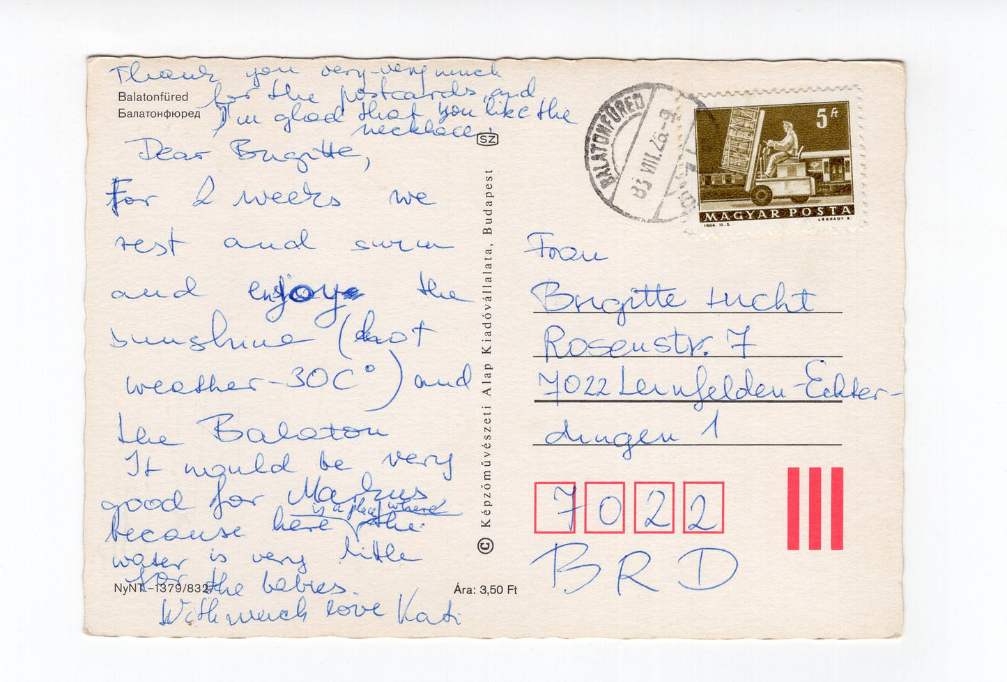 Ansichtskarte Balatonfüred / Ungarn