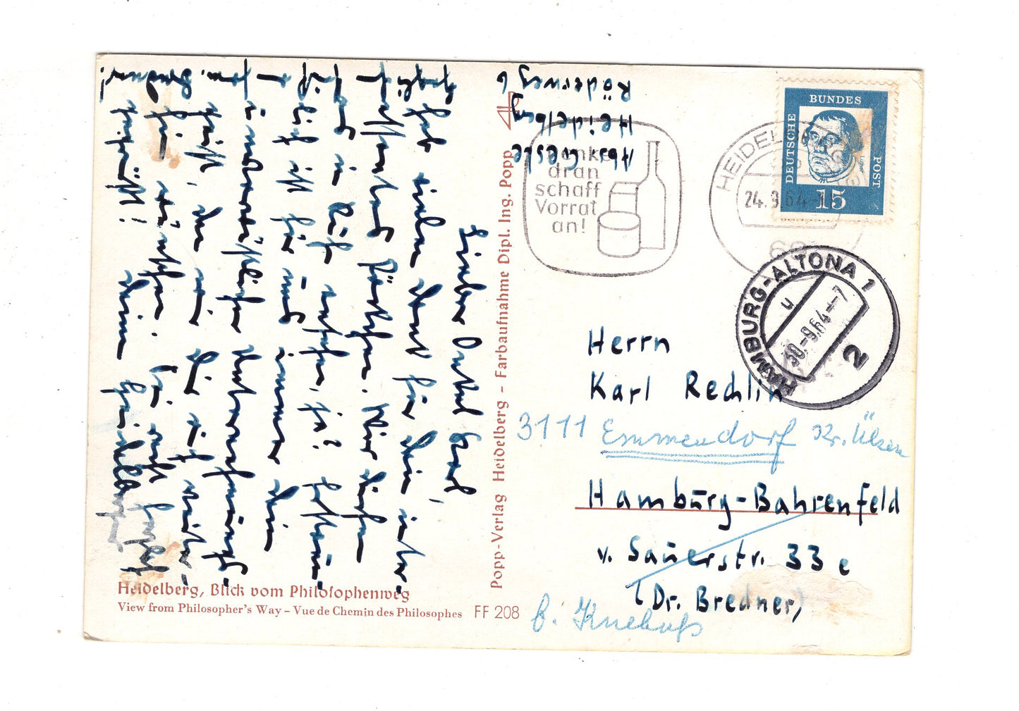 Ansichtskarte Heidelberg / Blick vom Philosophenweg / I1-68