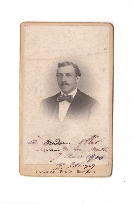 Fotografie Herrenportrait mit Widmung - Paris 1900 / CDV C1-22