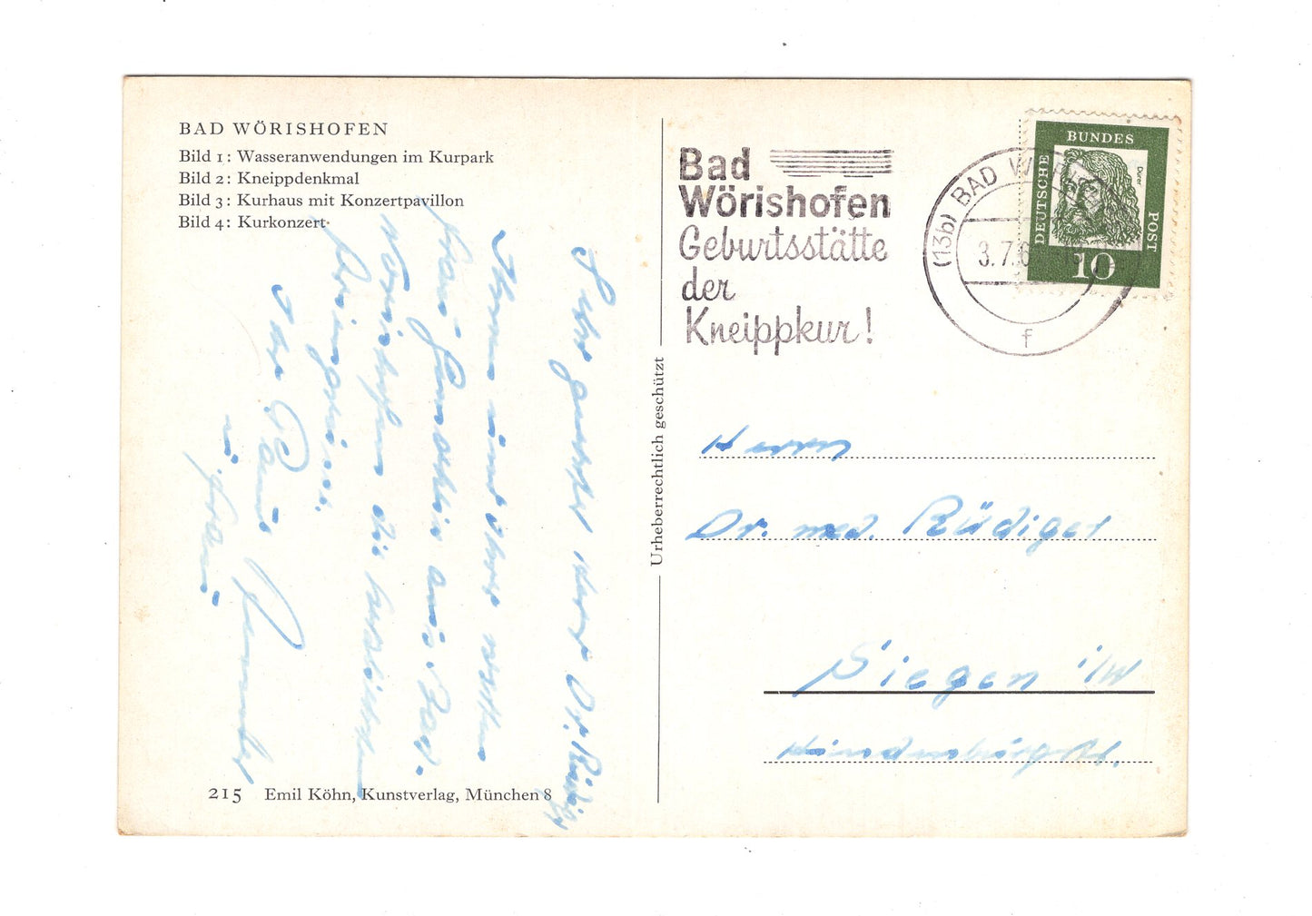 Ansichtskarte Bad Wörishofen / Allgäu / Kneipp-Denkmal +++