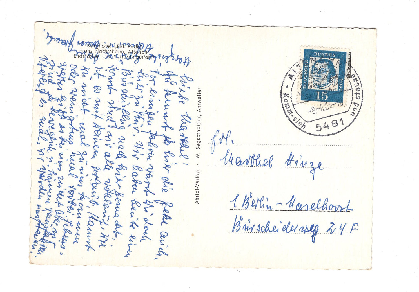 Ansichtskarte Berghotel Bellevue / Altenahr / I1-52