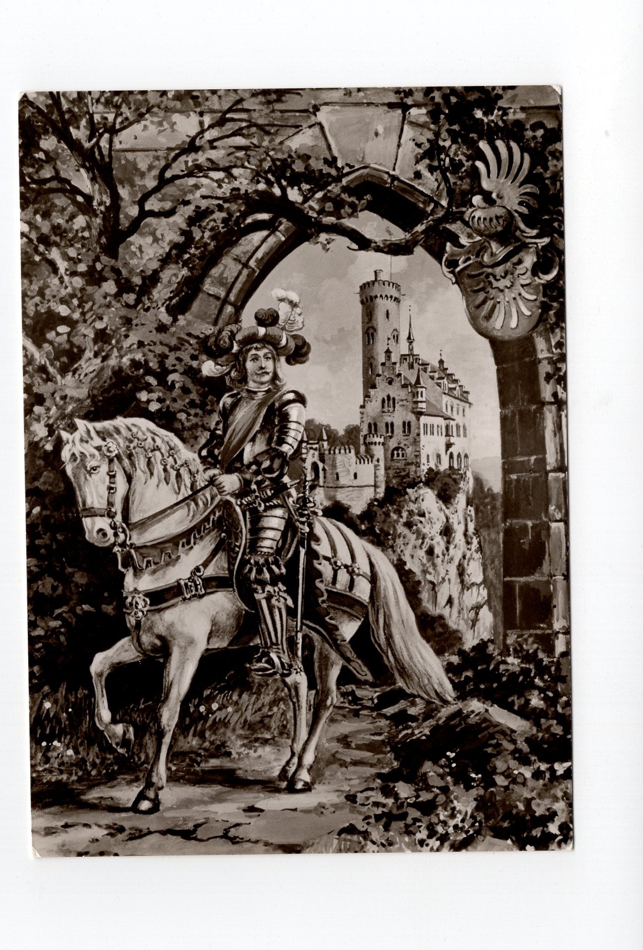 Ansichtskarte Schloss Lichtenstein mit Georg von Sturmfeder