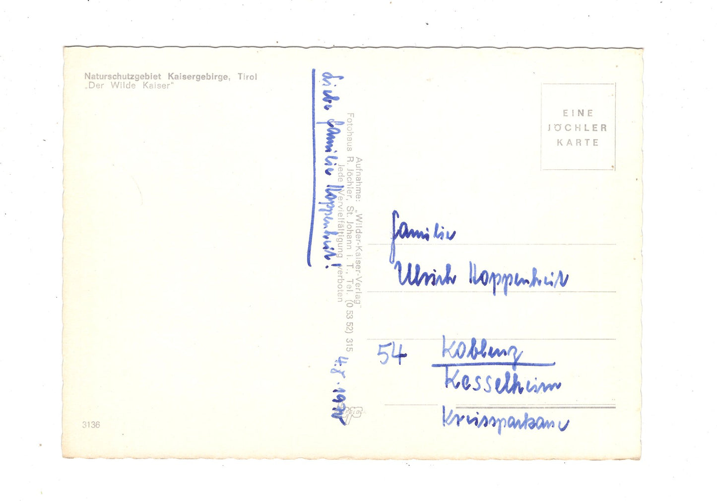 Ansichtskarte Der Wilde Kaiser / Tirol / Österreich / N1-65