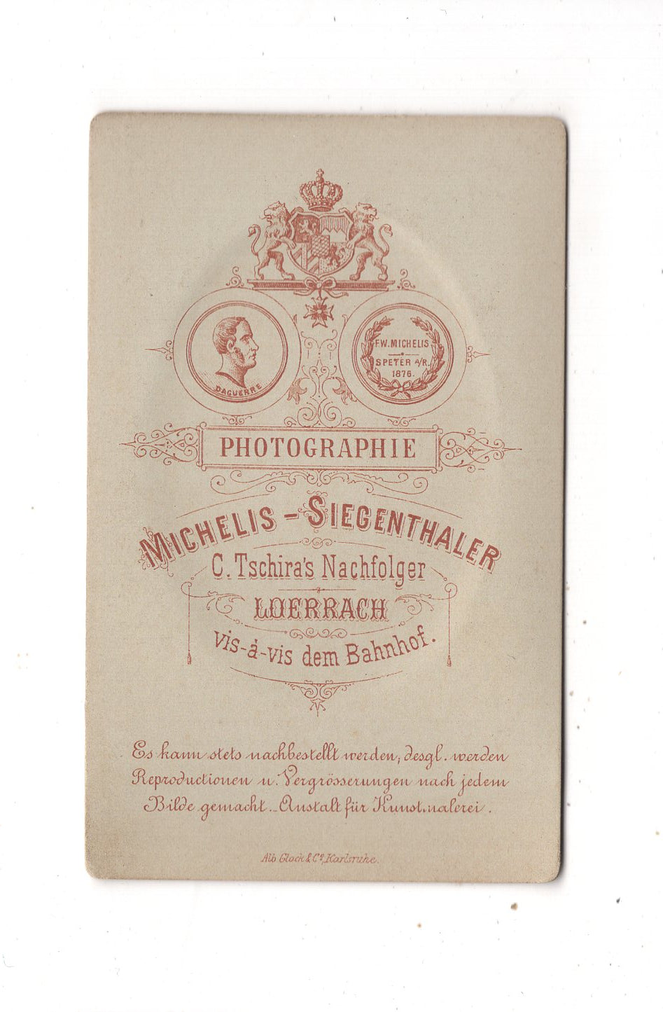 Fotografie Damenportrait - Lörrach um 1880 / CDV N1-14