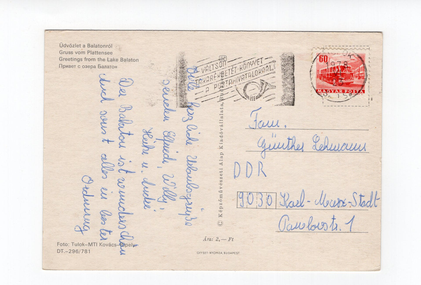 Ansichtskarte Balaton / Plattensee / Ungarn