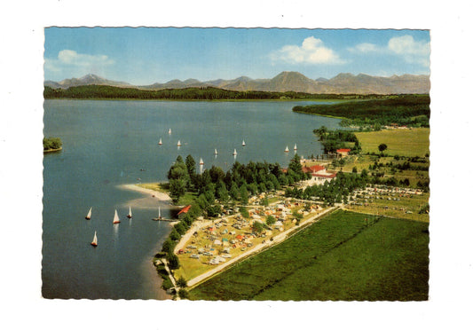 Ansichtskarte Waging am See / Oberbayern / Strandkurhaus mit Campingplatz