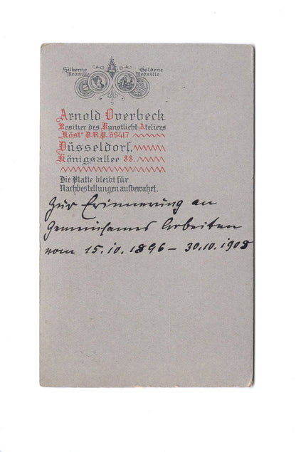 Fotografie Damenportrait mit Widmung - Düsseldorf um 1908