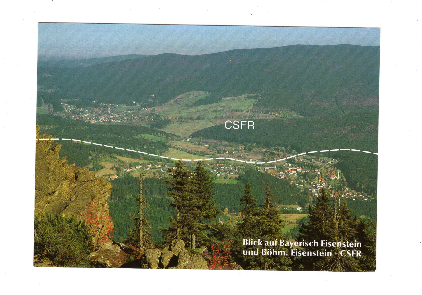 Ansichtskarte Bayerisch Eisenstein und Böhmisch Eisenstein CSFR