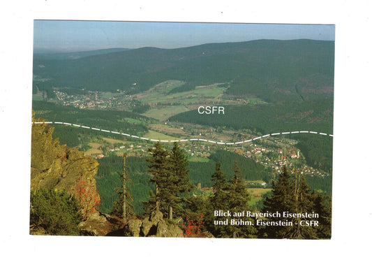 Ansichtskarte Bayerisch Eisenstein und Böhmisch Eisenstein CSFR