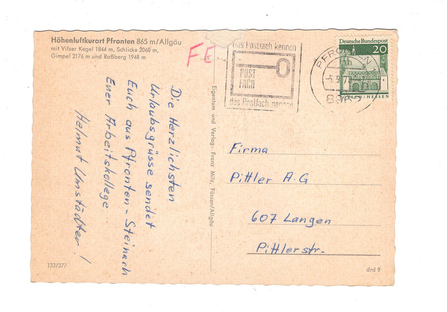 Ansichtskarte Pfronten im Allgäu / H1-56