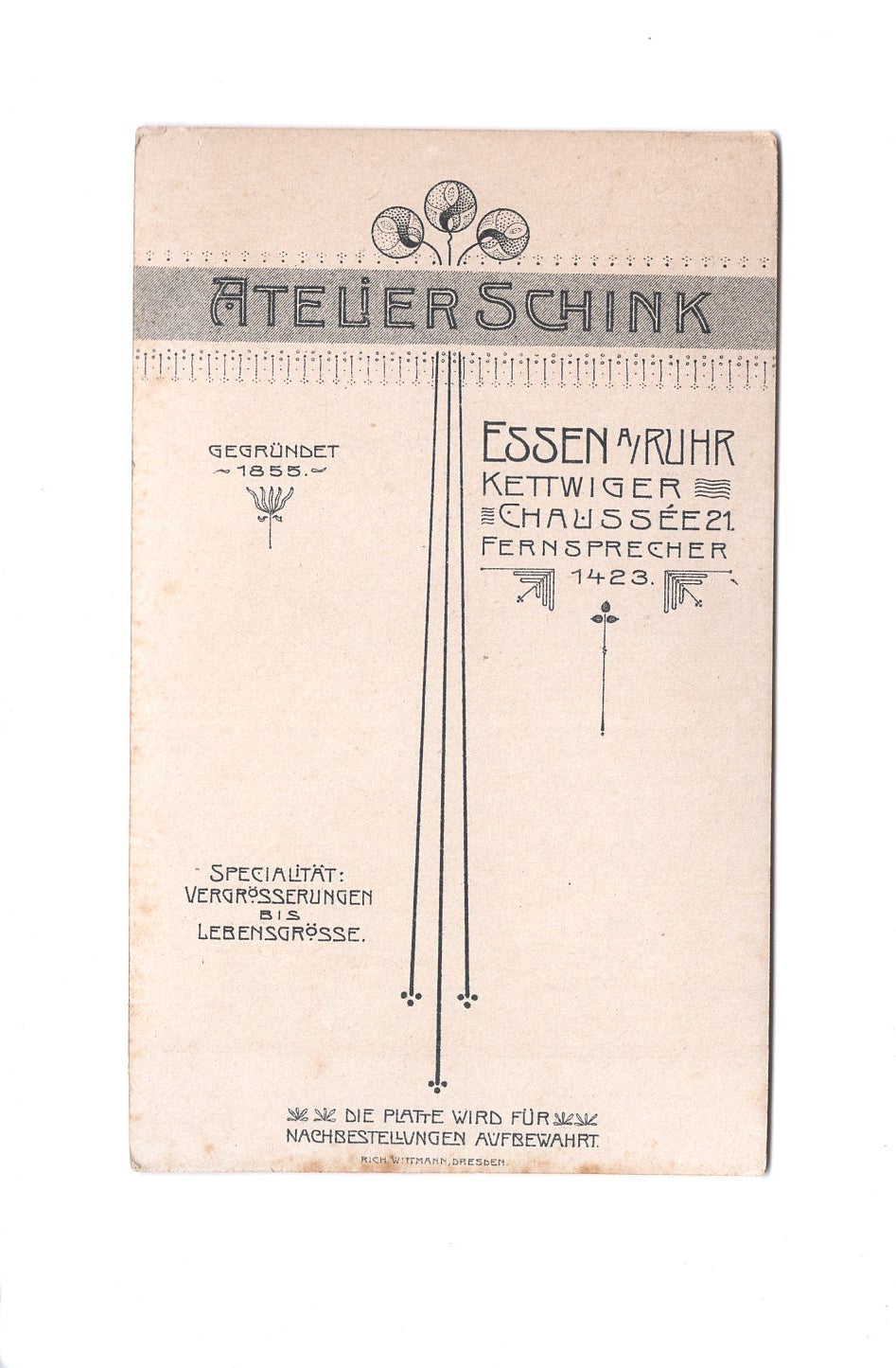 Fotografie Damenportrait - Essen an der Ruhr 1900er