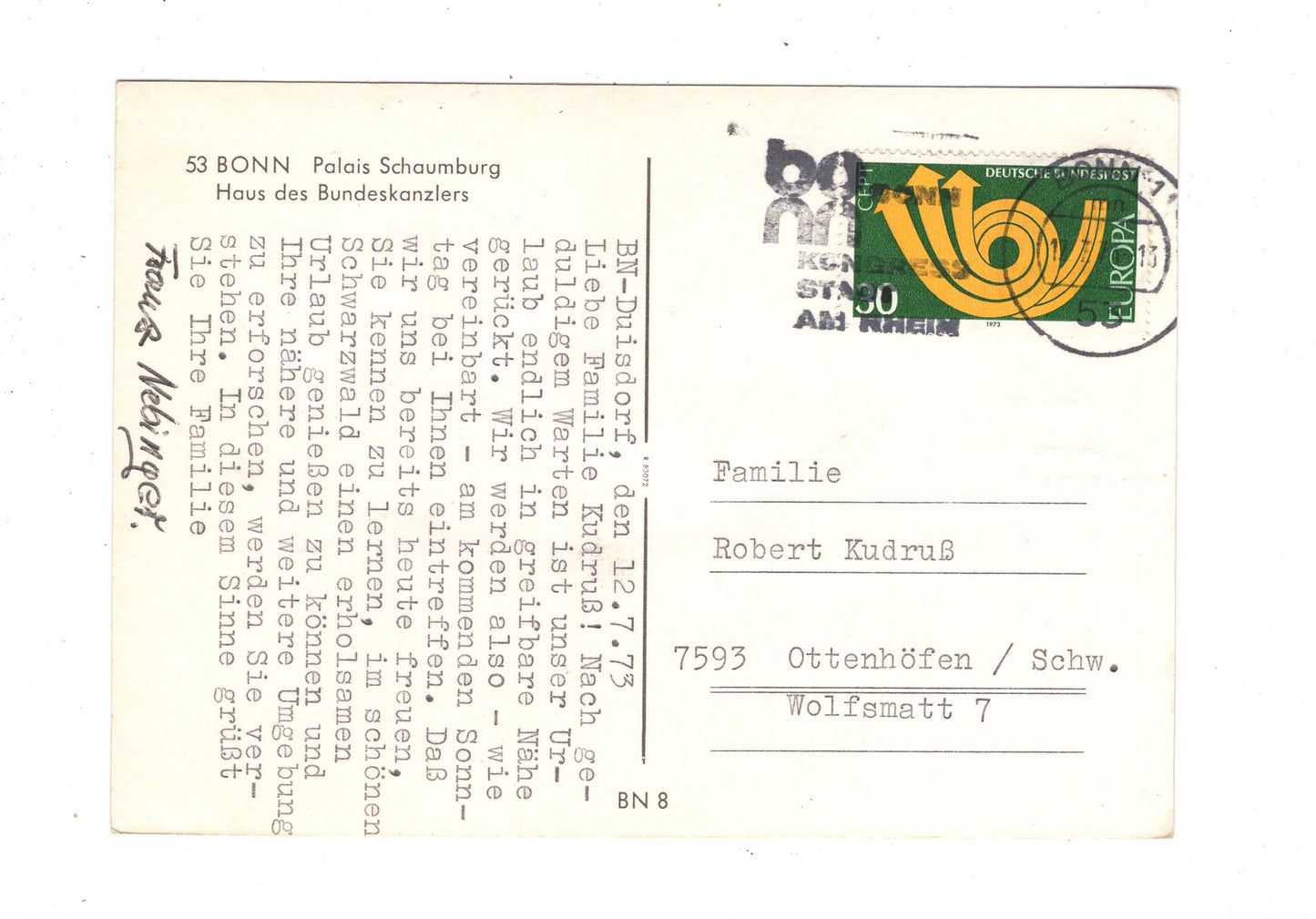 Ansichtskarte Bonn am Rhein / Palais Schaumburg / M1-64