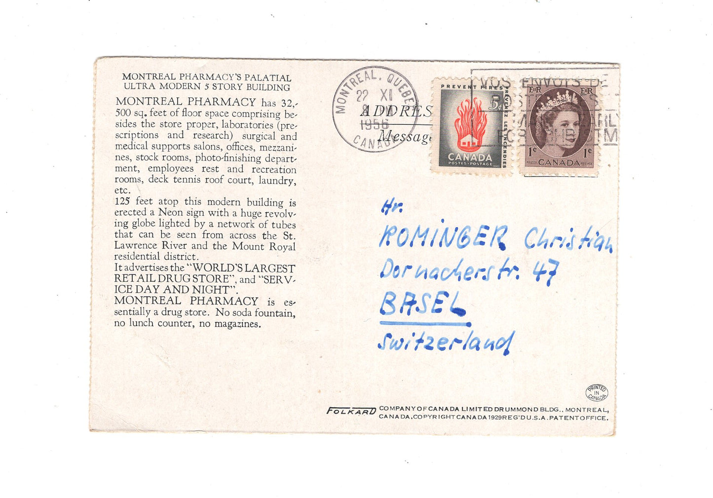 Ansichtskarte Montreal Pharmacy / Kanada