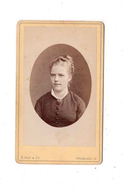 Fotografie Damenportrait - Freiburg im Breisgau 1870er / CDV N1-14