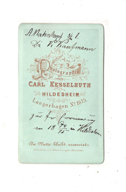 Fotografie Studentika Burschenschaft mit Widmung - Hildesheim 1874/75
