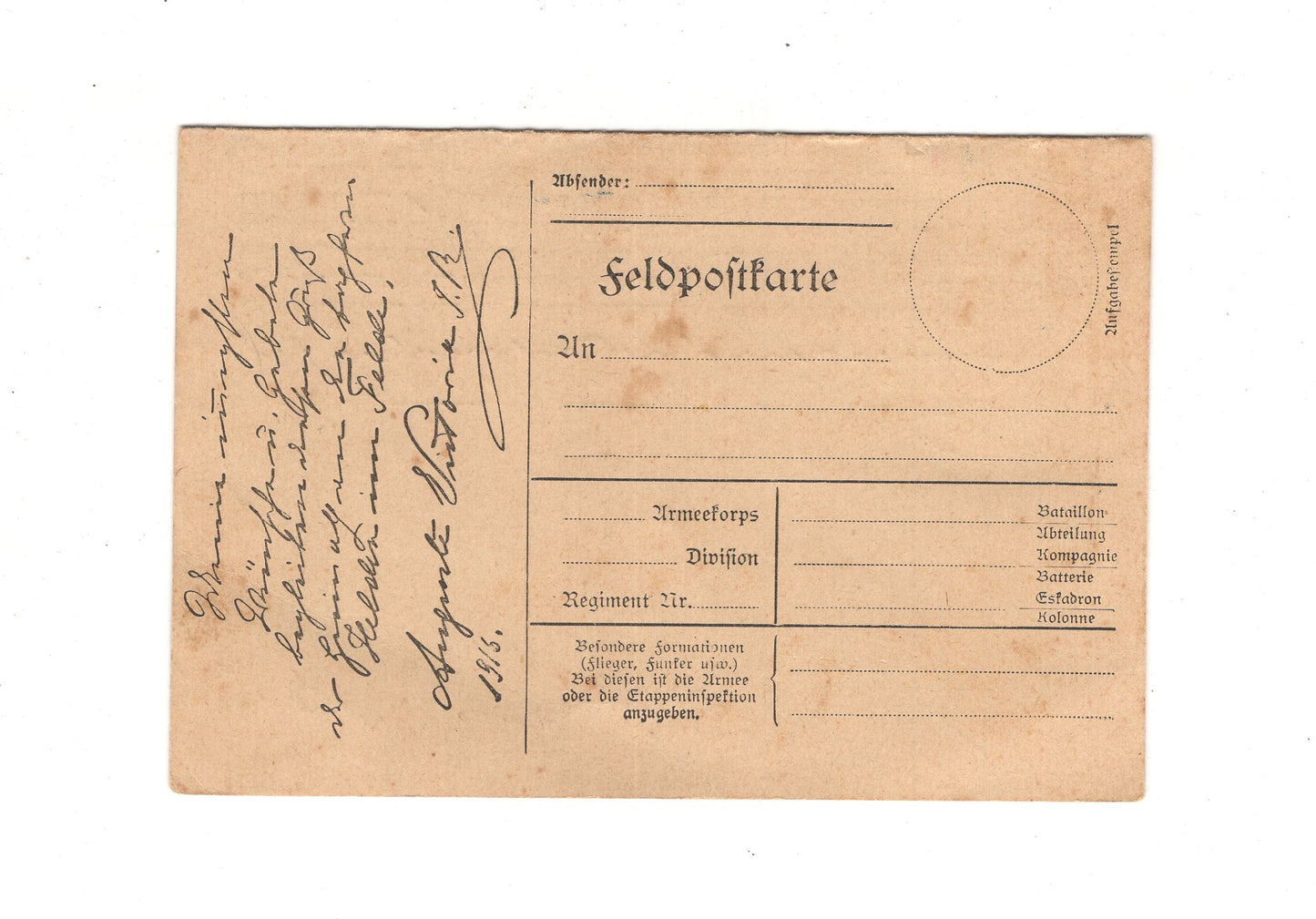 Ansichtskarte / Feldpost - 1915