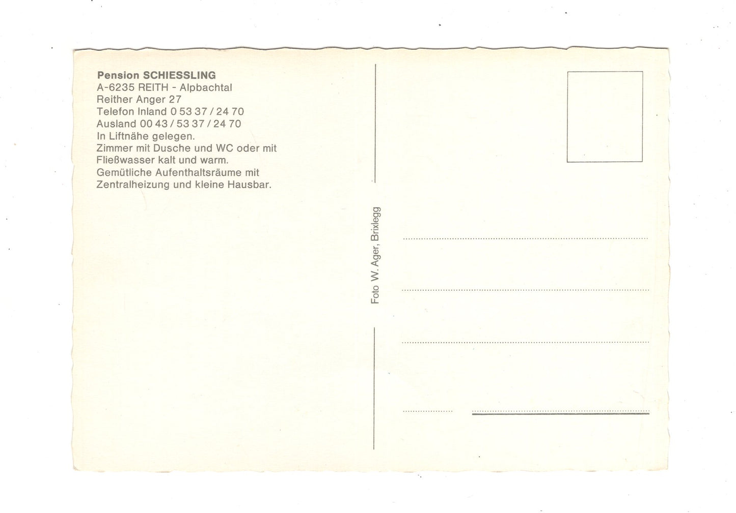 Ansichtskarte Pension Schiessling / Reith / Alpbachtal / Österreich