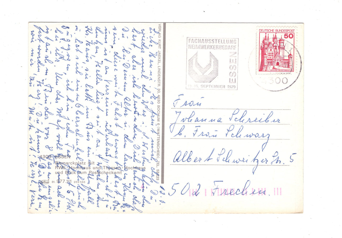 Ansichtskarte Essen an der Ruhr / Bismarckplatz mit RWE-Hochhaus / G1-59