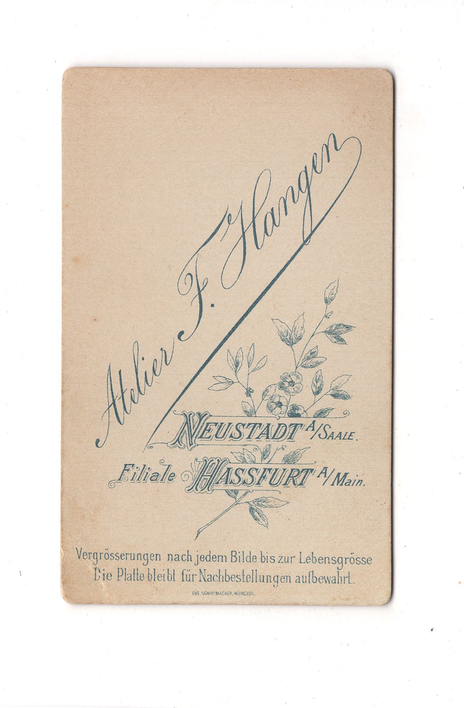 Fotografie Herrenportrait - Neustadt an der Saale / Haßfurt 1890er / CDV C1-22