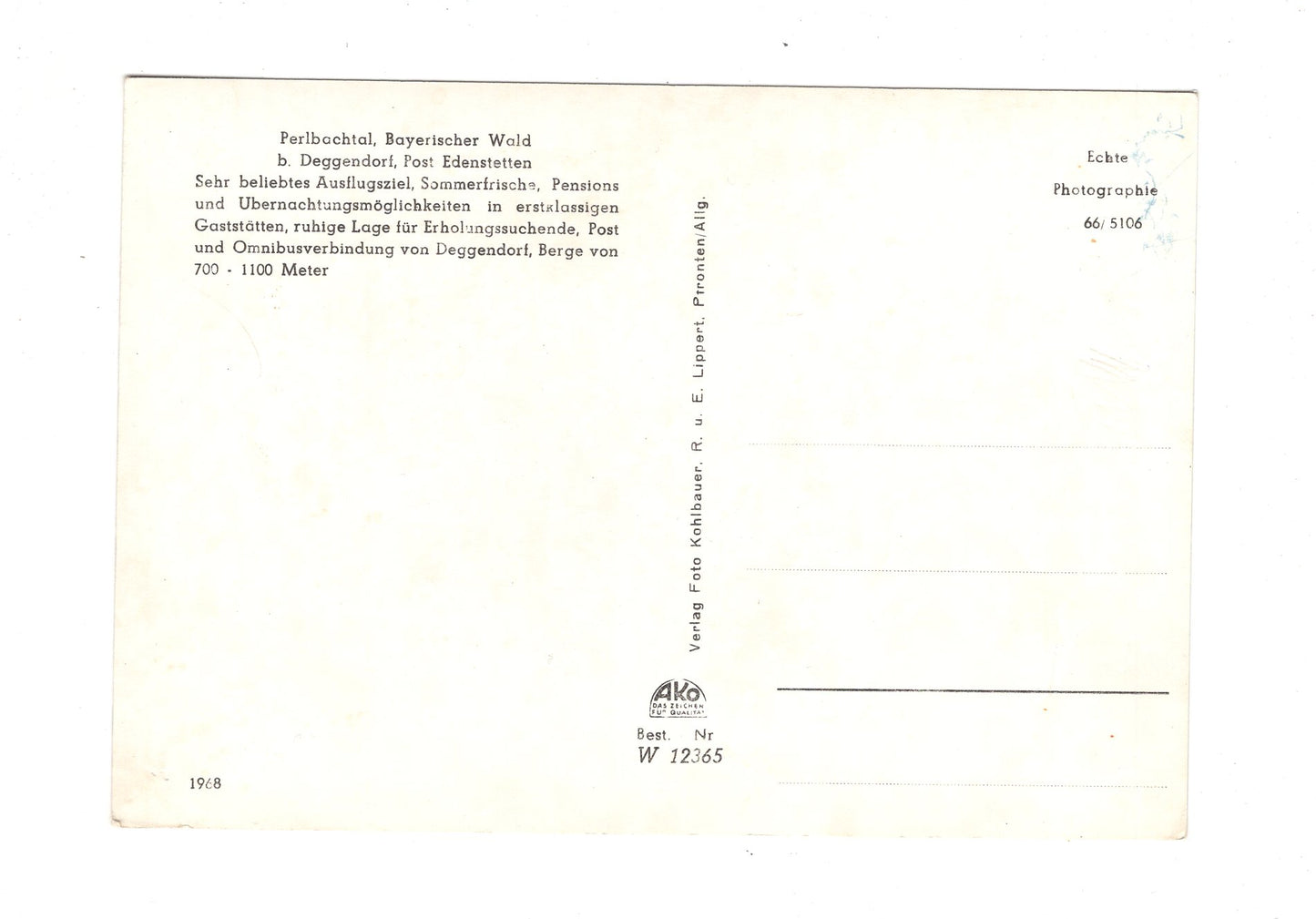 Ansichtskarte Perlbachtal / Bayerischer Wald / bei Deggendorf / I1-52