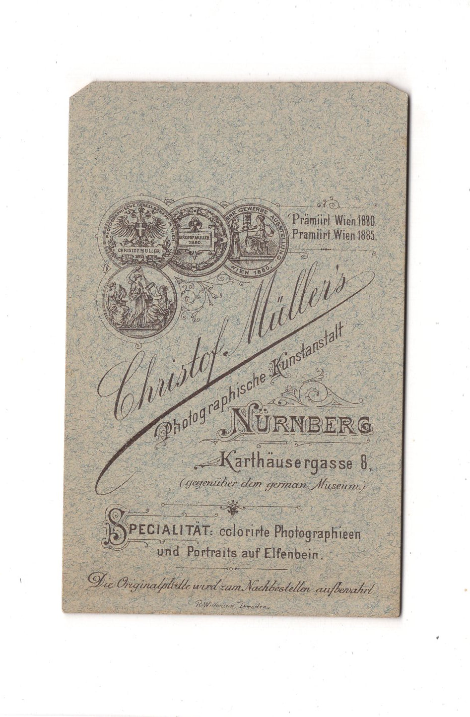 Fotografie Herrenportrait - Nürnberg 1880er / CDV C1-22