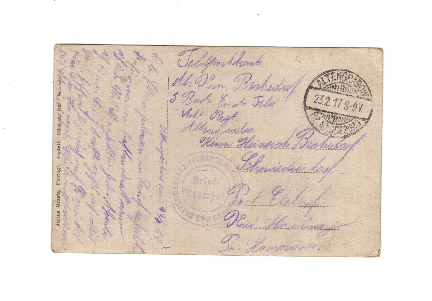 Ansichtskarte / Feldpost / Soldaten mit Pickelhaube - Altengrabow 1917