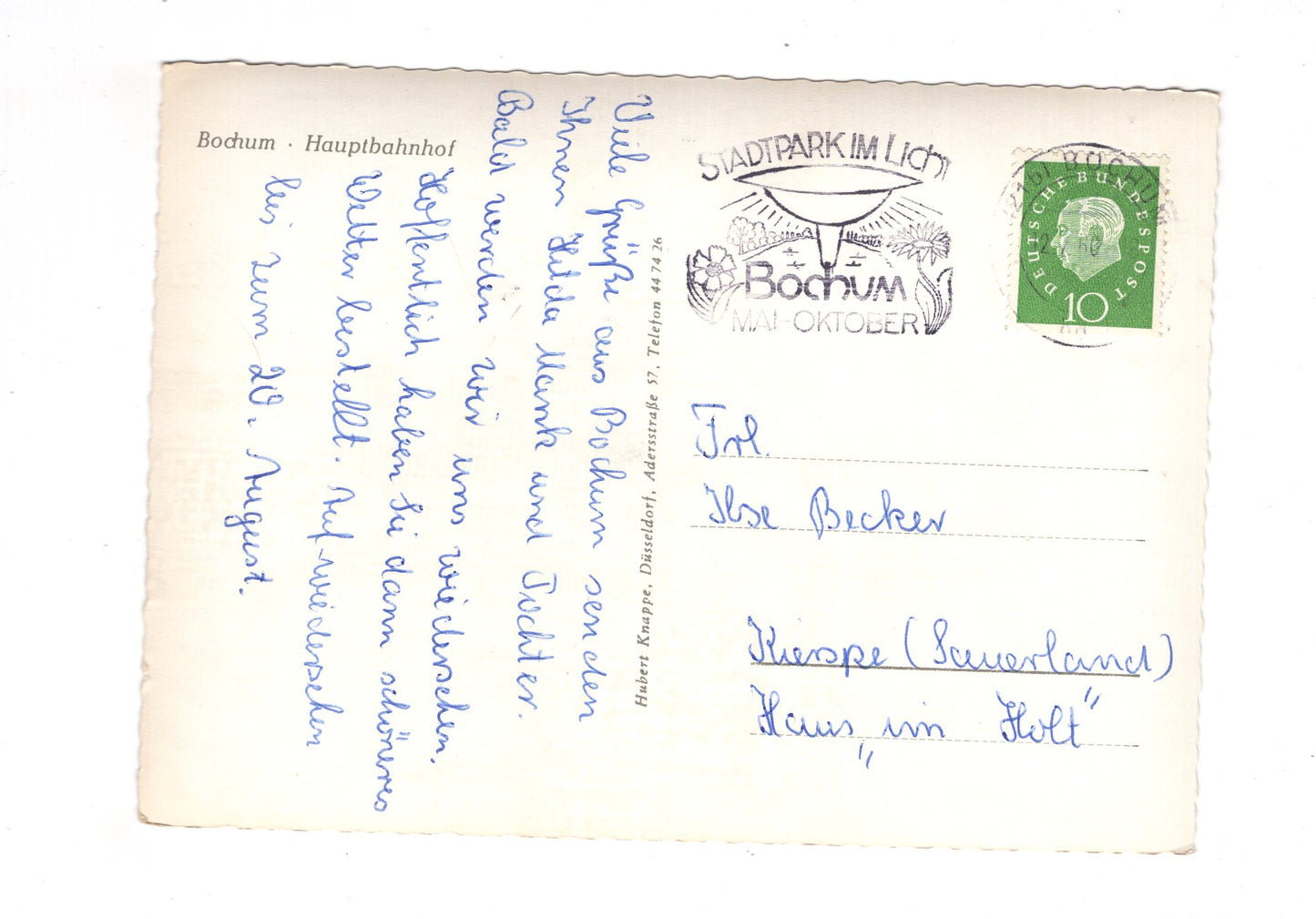 Ansichtskarte Bochum / Hauptbahnhof