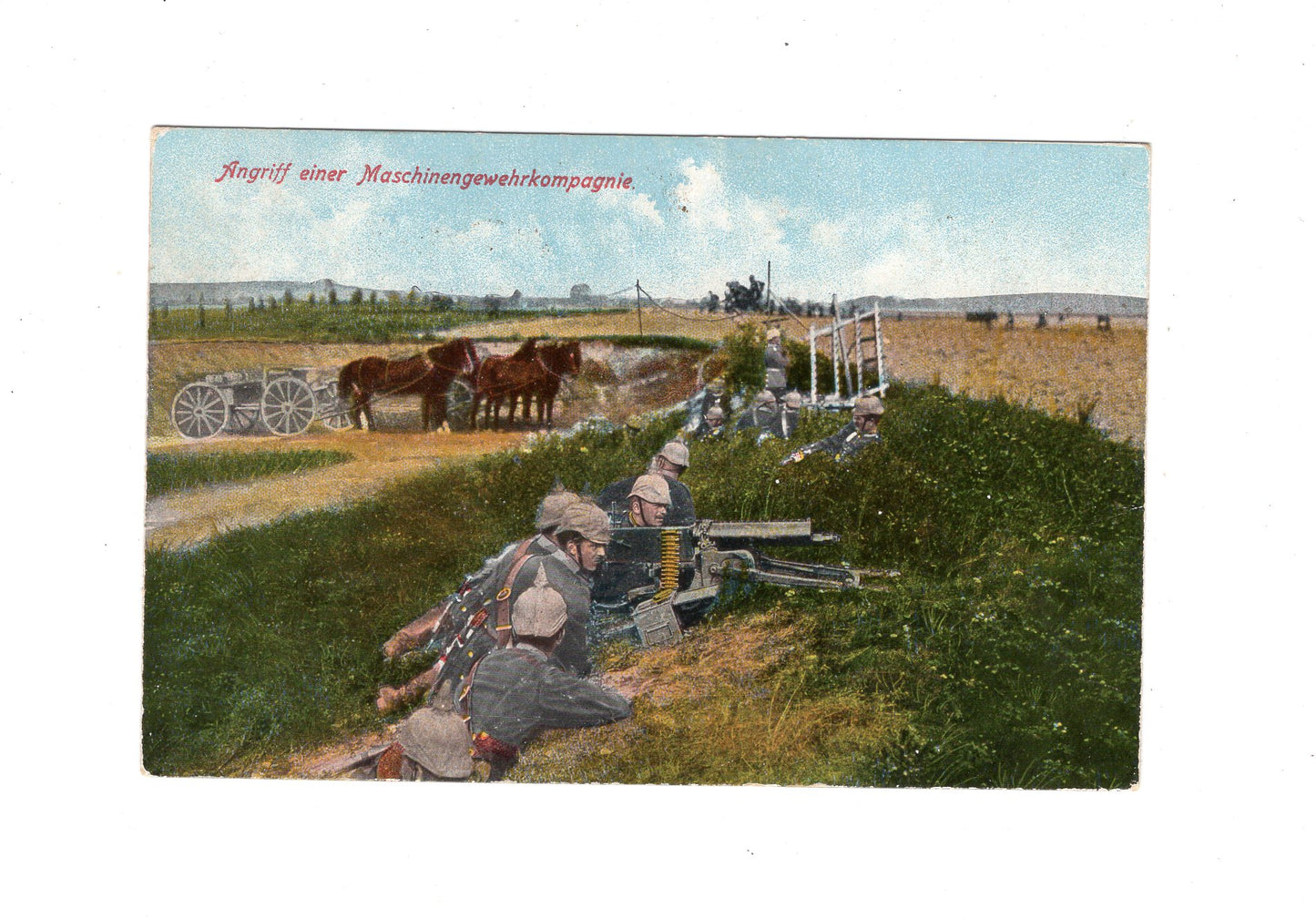 Ansichtskarte / Feldpost Angriff einer Maschinengewehrkompanie - 1917