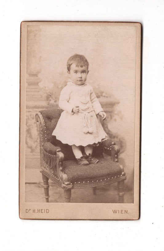 Fotografie Niedliches kleines Mädchen / benannt - Wien 1891 / CDV M1-27