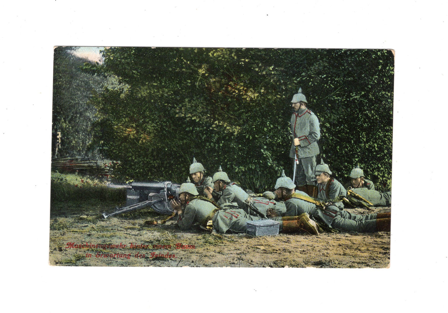 Ansichtskarte / Feldpost Maschinengewehr in Erwartung des Feindes - 1918