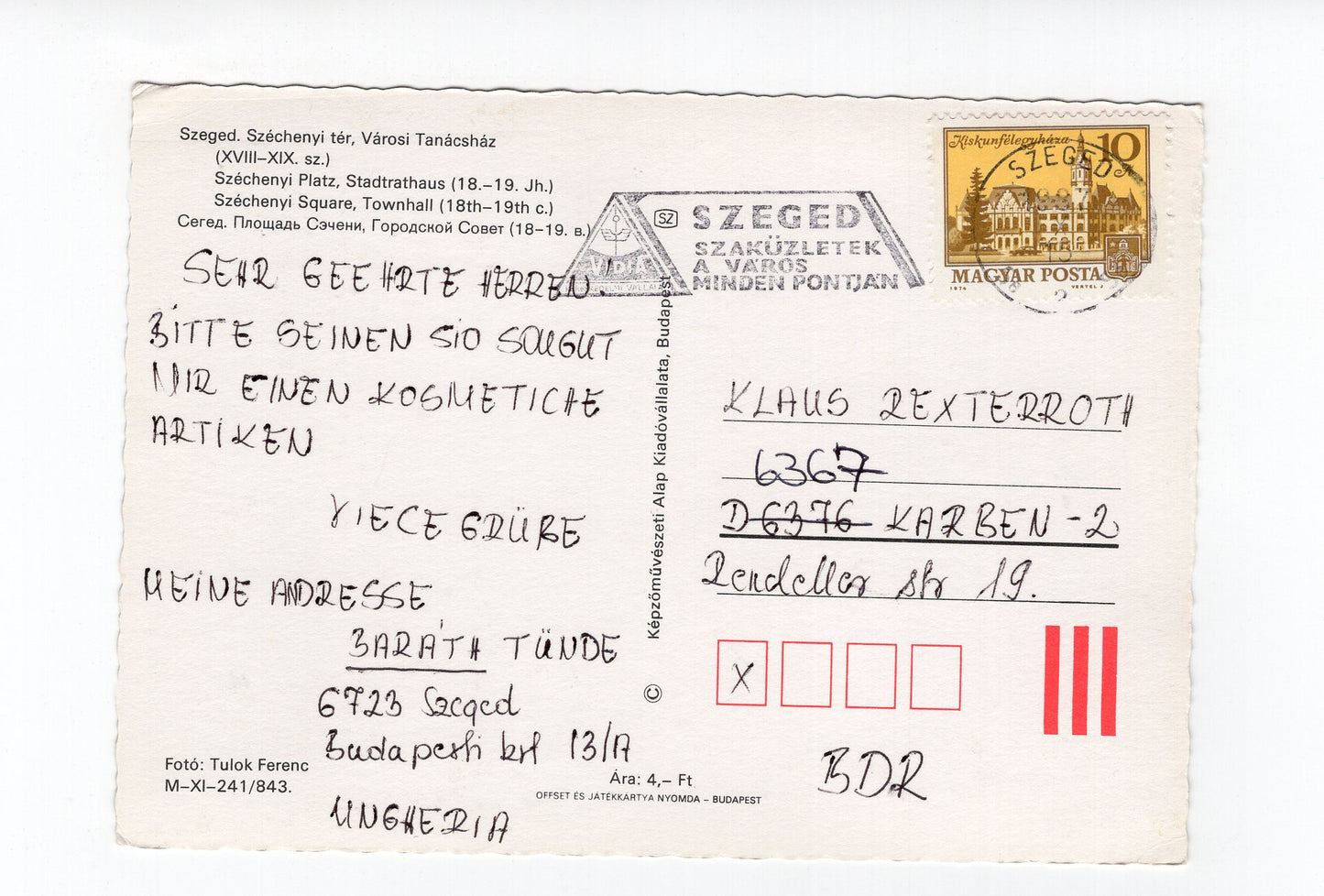 Ansichtskarte Szeged / Rathaus / Ungarn