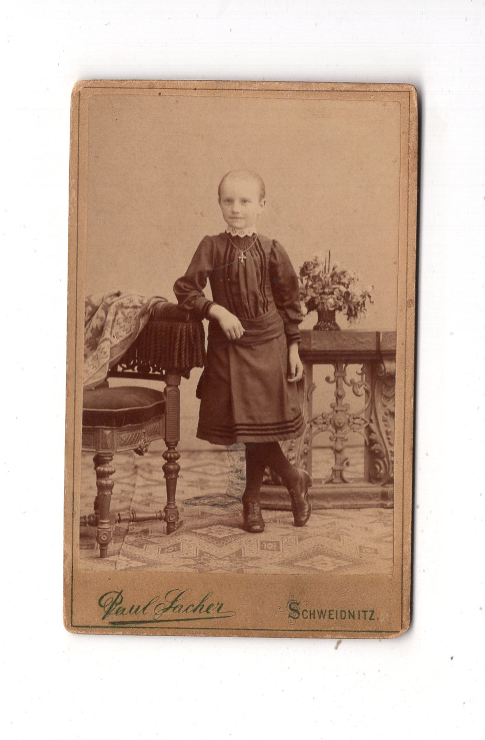 Fotografie Niedliches kleines Mädchen - Schweidnitz Swidnica 1880er / CDV M1-27