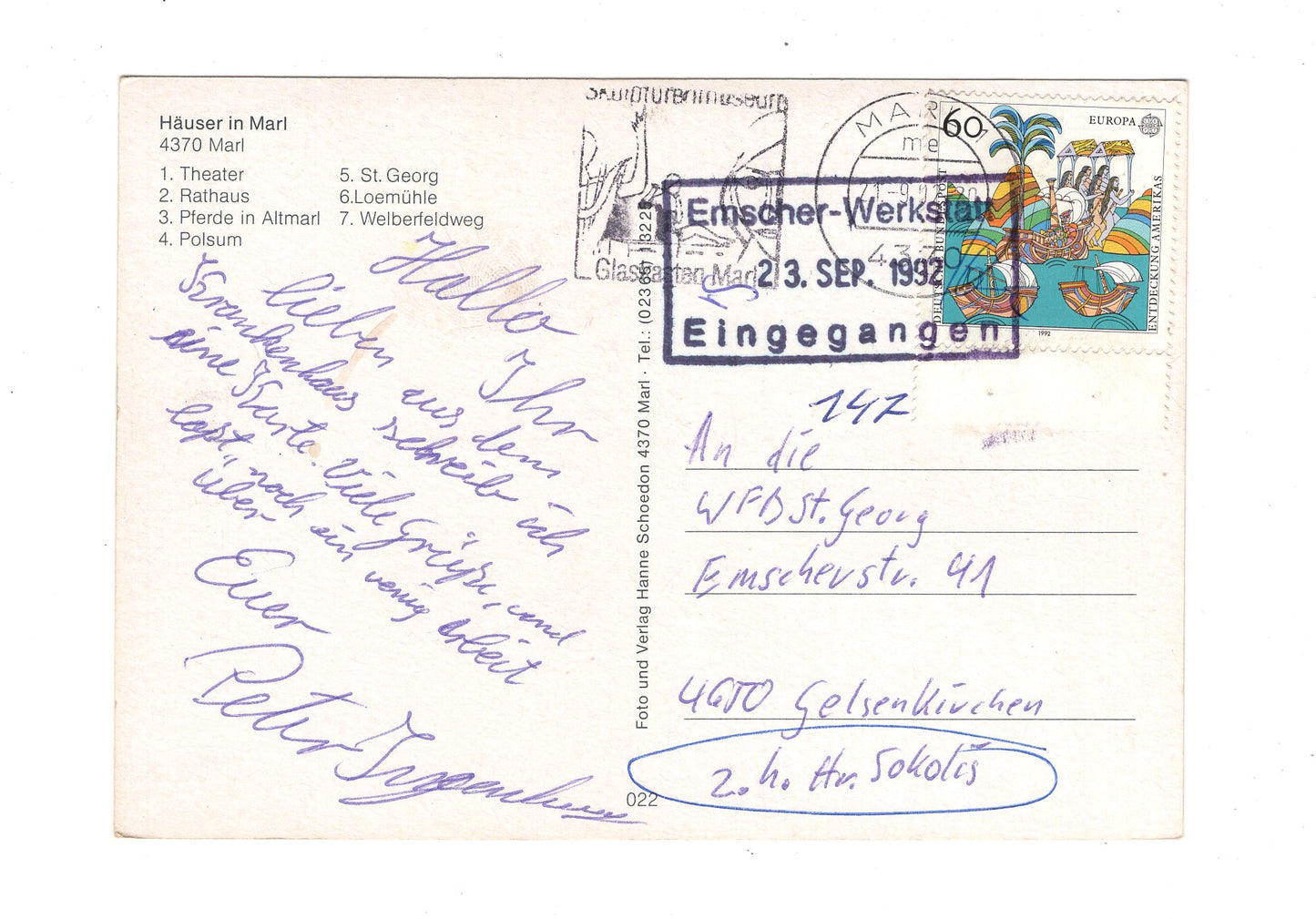 Ansichtskarte Marl / Theater / Rathaus +++