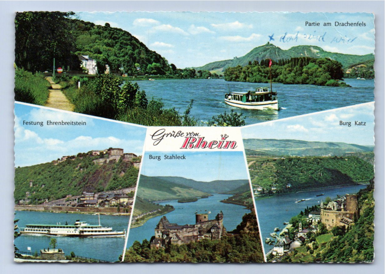 Ansichtskarte Grüße vom Rhein / Festung Ehrenbreitstein / Burg Katz +++