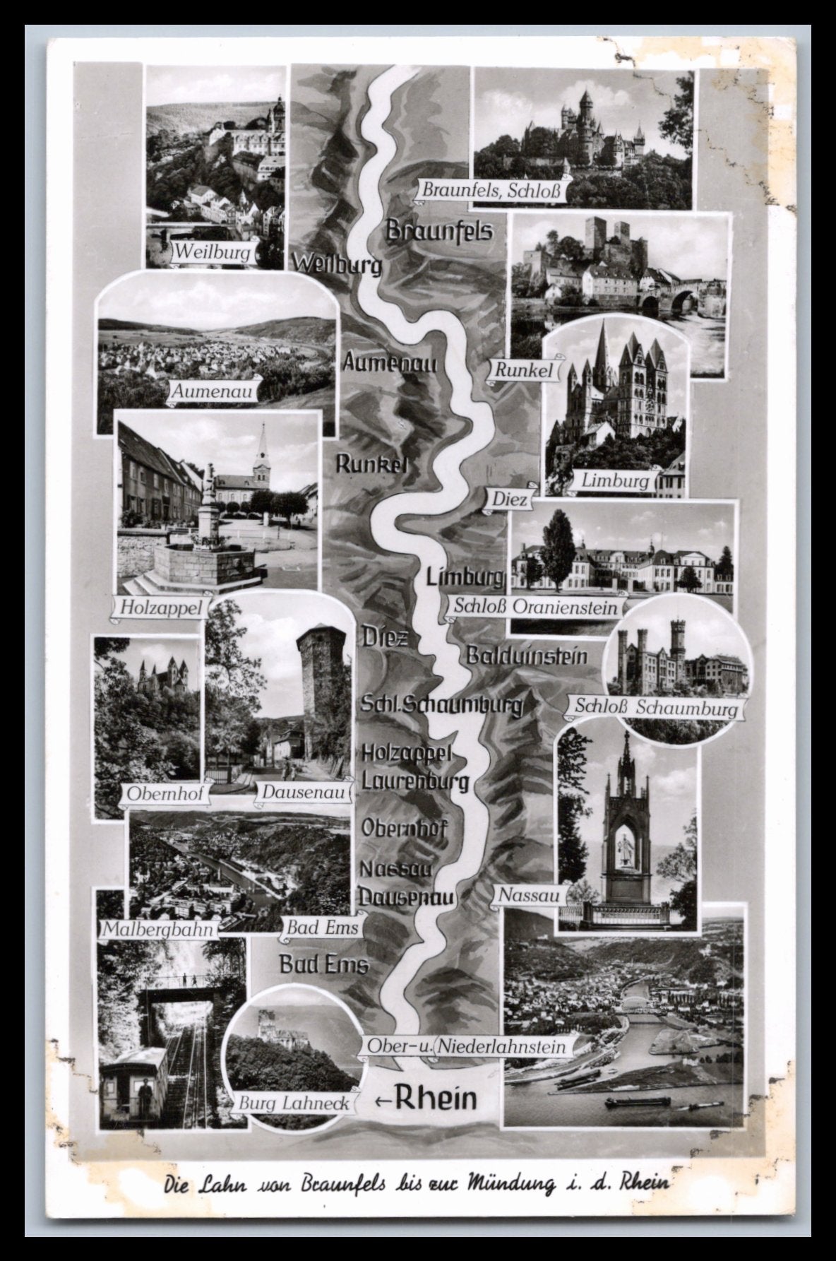 Ansichtskarte Die Lahn von Braunfels bis zur Mündung in den Rhein