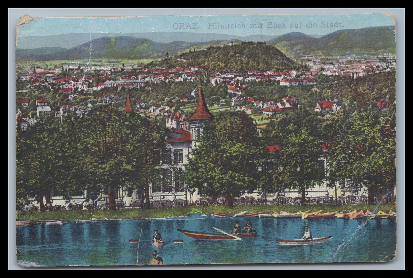 Ansichtskarte Graz / Hilmteich mit Blick auf die Stadt - Stmk. Österreich