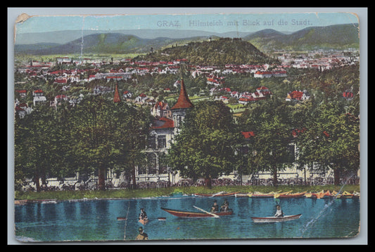 Ansichtskarte Graz / Hilmteich mit Blick auf die Stadt - Stmk. Österreich
