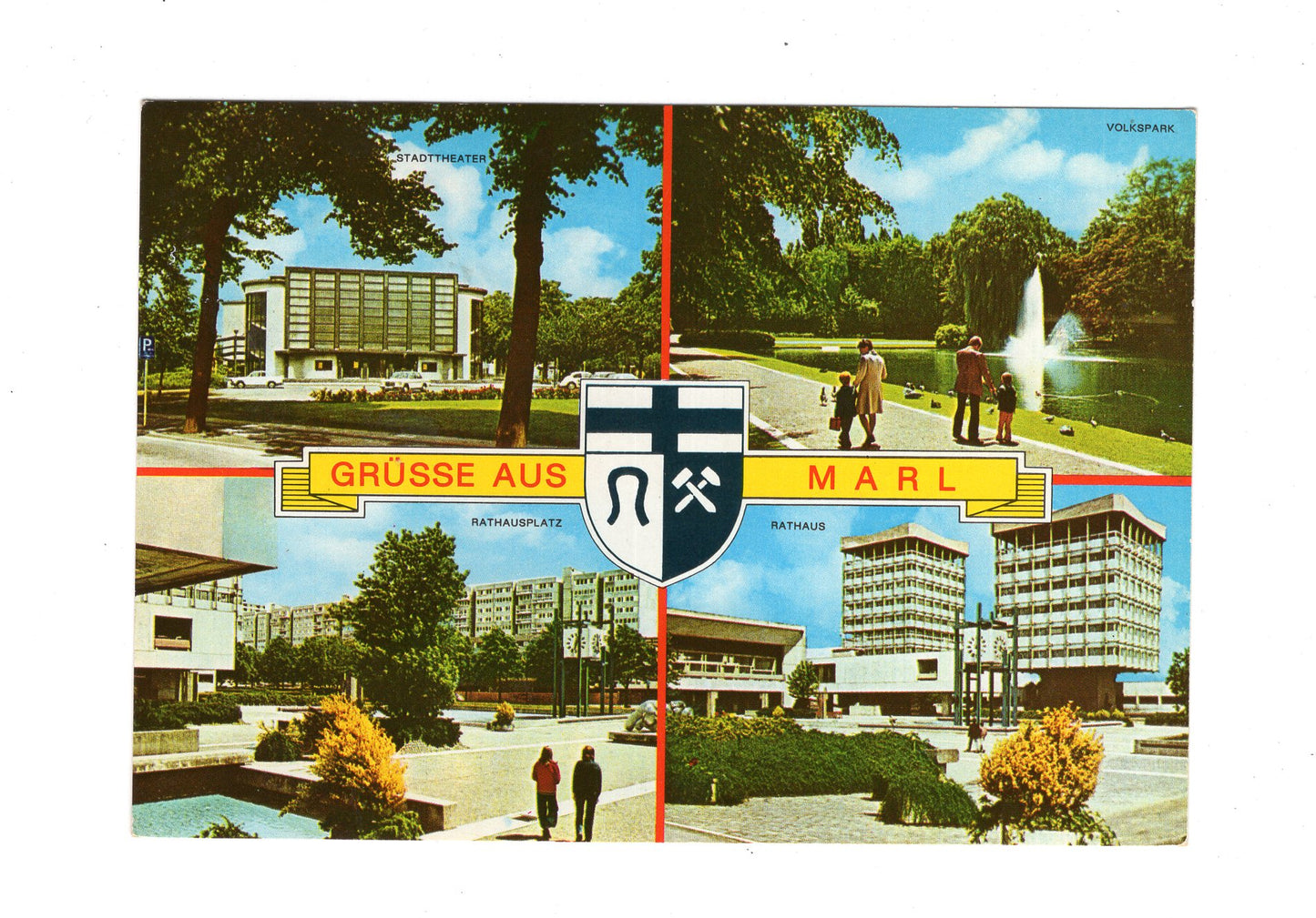 Ansichtskarte Marl / Rathaus / Volkspark +++