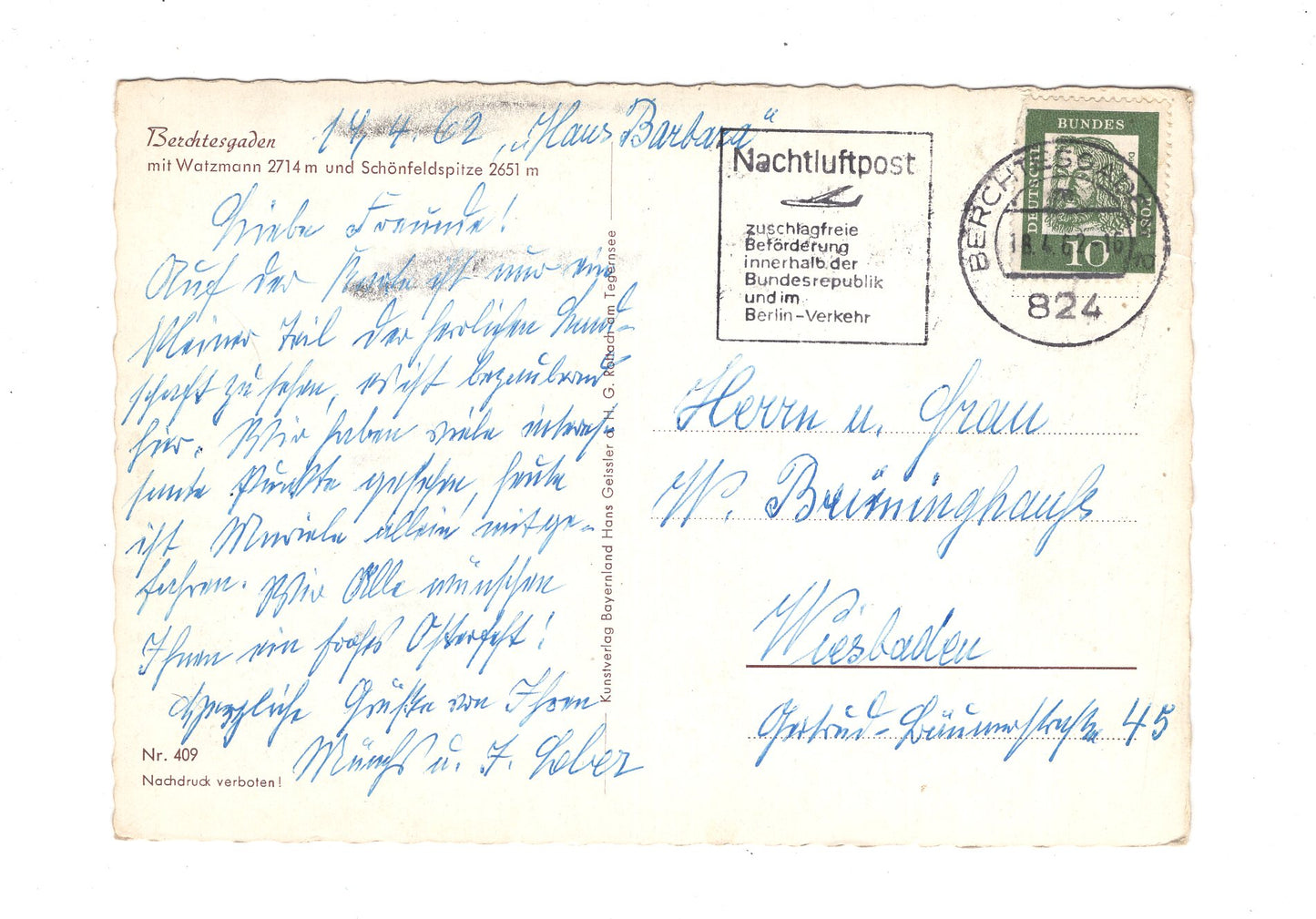 Ansichtskarte Berchtesgaden mit Watzmann +++