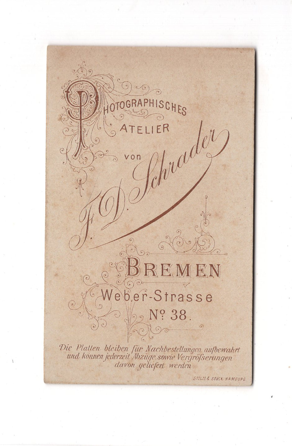 Fotografie Herrenportrait - Bremen um 1890 / CDV C1-23