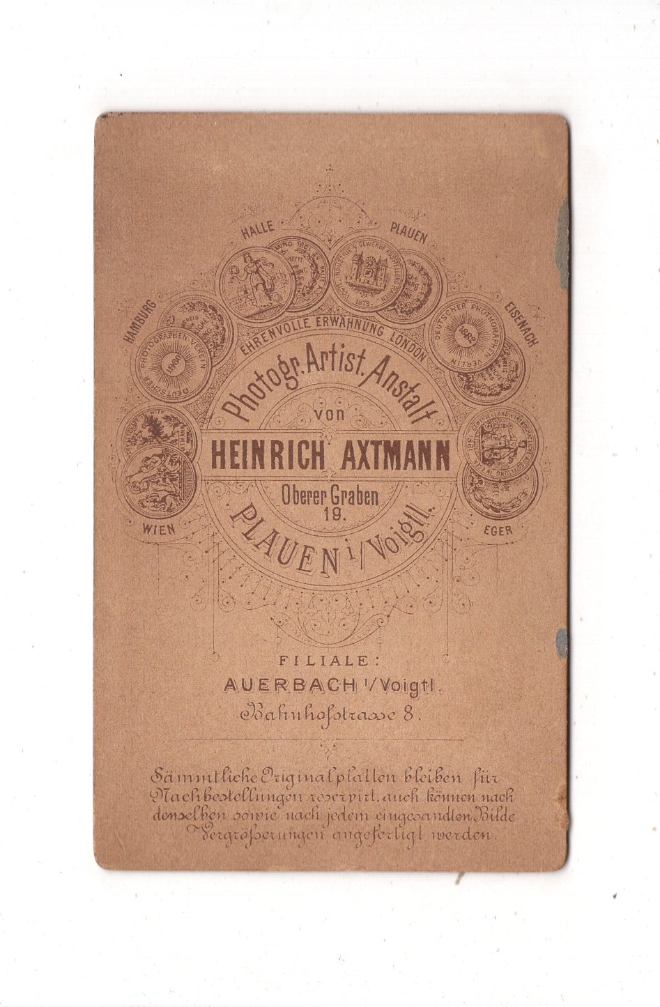 Fotografie Feine Dame - Plauen / Auerbach 1880er / CDV L1-26