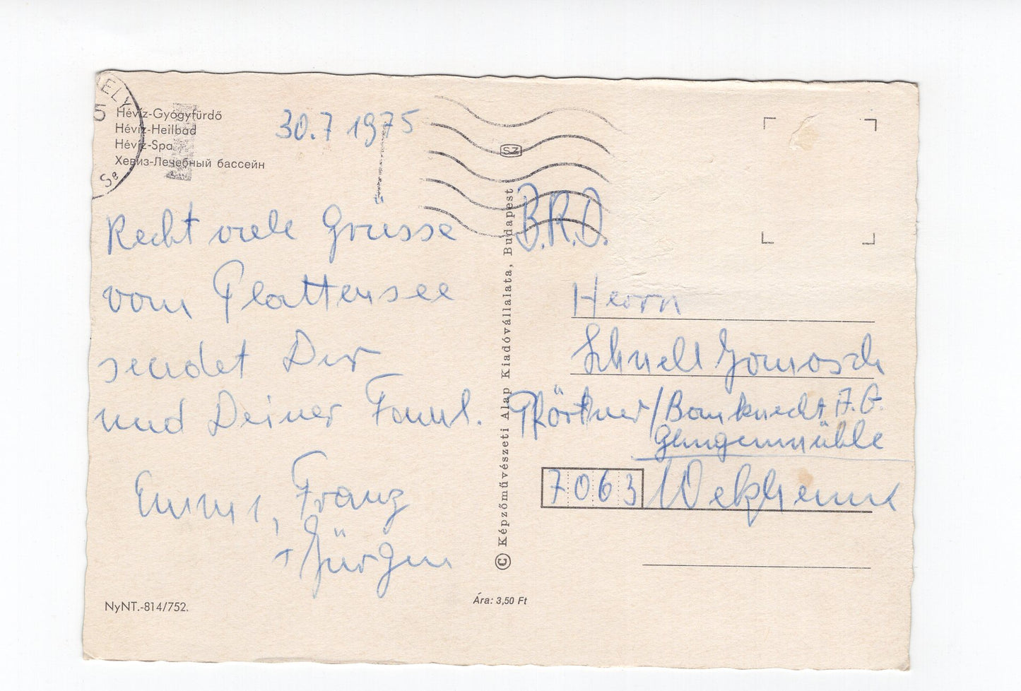 Ansichtskarte Heviz / Heilbad / Ungarn