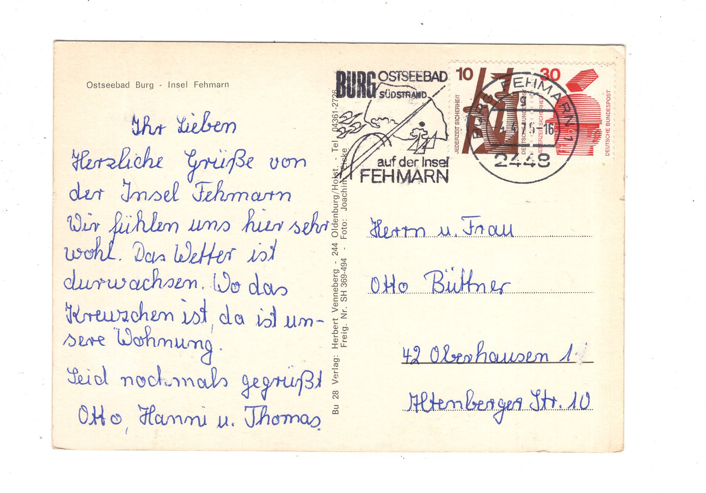 Ansichtskarte Insel Fehmarn / Ostseebad Burg / L1-67