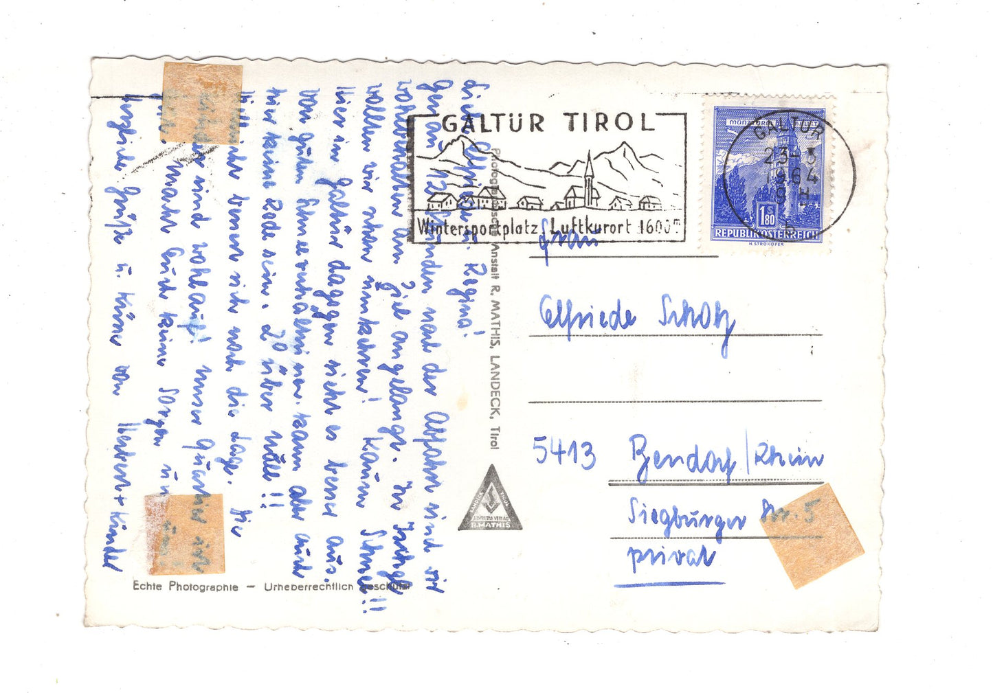 Ansichtskarte Hotel Alpenrose / Galtür / Tirol / Österreich / N1-66