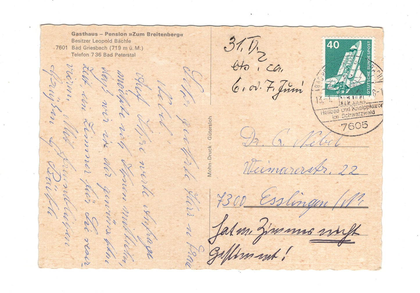 Ansichtskarte Gasthaus-Pension Zum Breitenberg / Bad Griesbach