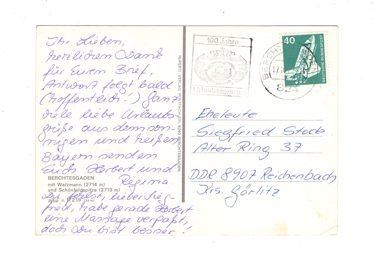 Ansichtskarte Berchtesgaden mit Watzmann +++